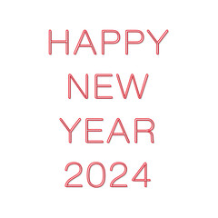 2024年の年賀状 シンプルなデザインの細字の賀詞 赤色