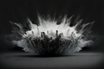 Smoke Explosion Against Black Background: A Striking Contrast,Generative AI - obrazy, fototapety, plakaty
