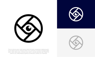 camera shutter with eye vision logo design vector