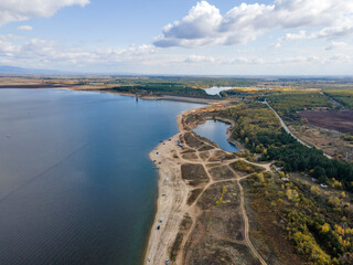 Fototapeta na wymiar Aerial view of Pyasachnik (Sandstone) Reservoir, Bulgaria