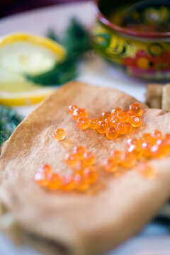 A local dish served in a restaurant for lunch in Irkutsk, Siberia, Russia.
