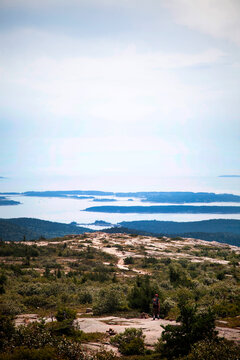 A view of the coastline from a high point.