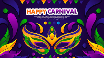 Trendy colorful Brazilian carnival or mardi gras party banner or flyer template © Astira