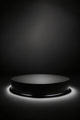 black display pedestal for product showcase, blank background, 3d illustration