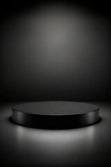 empty black pedestal display for product showcase, blank background, 3d illustration