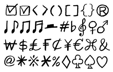 Music symbols and currency symbols, card game icons, various parenthesis special characters, 음악기호와 통화기호, 카드게임아이콘,각종 괄호특수문자