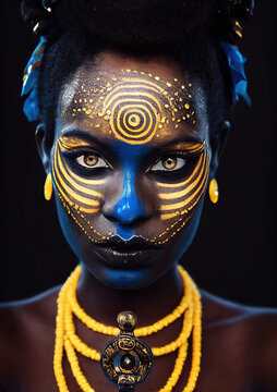 Premium Photo  A person with a yellow and blue face paint that