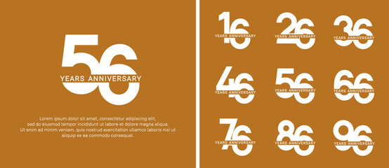 set of anniversary logo style white color on brown background for celebration