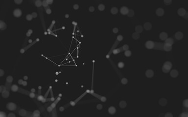 Abstract background. Molecules technology with polygonal shapes, connecting dots and lines. Connection structure. Big data visualization.