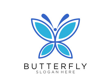 Colorful butterfly logo. Overlay transparent sheets style.