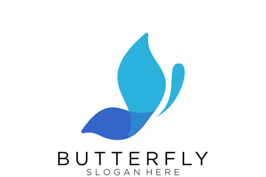Colorful butterfly logo. Overlay transparent sheets style.
