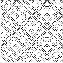 Stylish texture with figures from lines.
Abstract geometric black and white pattern for web page, textures, card, poster, fabric, textile. Monochrome graphic repeating design. 