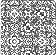 Stylish texture with figures from lines.
Abstract geometric black and white pattern for web page, textures, card, poster, fabric, textile. Monochrome graphic repeating design. 