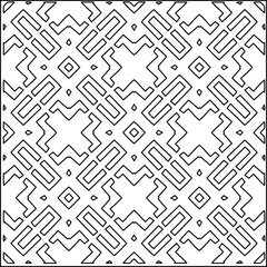 Stylish texture with figures from lines.
Abstract geometric black and white pattern for web page, textures, card, poster, fabric, textile. Monochrome graphic repeating design. 