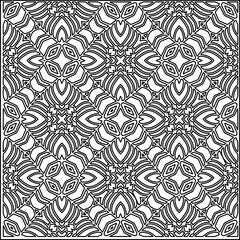 Stylish texture with figures from lines.
Abstract geometric black and white pattern for web page, textures, card, poster, fabric, textile. Monochrome graphic repeating design. 