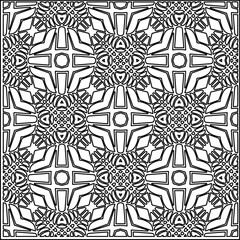 Stylish texture with figures from lines.
Abstract geometric black and white pattern for web page, textures, card, poster, fabric, textile. Monochrome graphic repeating design. 