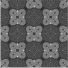 
Stylish texture with figures from lines.
Abstract geometric black and white pattern for web page, textures, card, poster, fabric, textile. Monochrome graphic repeating design. 