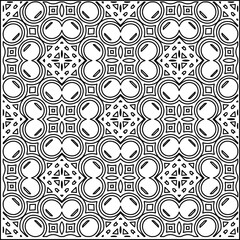 
Stylish texture with figures from lines.
Abstract geometric black and white pattern for web page, textures, card, poster, fabric, textile. Monochrome graphic repeating design. 