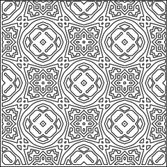 
Stylish texture with figures from lines.
Abstract geometric black and white pattern for web page, textures, card, poster, fabric, textile. Monochrome graphic repeating design. 