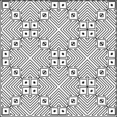 
Stylish texture with figures from lines.
Abstract geometric black and white pattern for web page, textures, card, poster, fabric, textile. Monochrome graphic repeating design. 