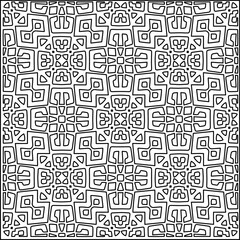 
Stylish texture with figures from lines.
Abstract geometric black and white pattern for web page, textures, card, poster, fabric, textile. Monochrome graphic repeating design. 