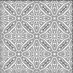 Stylish texture with figures from lines.
Abstract geometric black and white pattern for web page, textures, card, poster, fabric, textile. Monochrome graphic repeating design. 