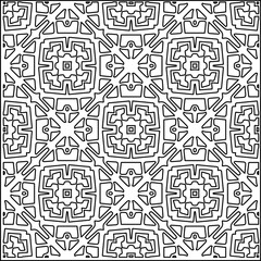 Stylish texture with figures from lines.
Abstract geometric black and white pattern for web page, textures, card, poster, fabric, textile. Monochrome graphic repeating design. 