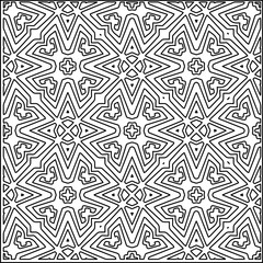 Stylish texture with figures from lines.
Abstract geometric black and white pattern for web page, textures, card, poster, fabric, textile. Monochrome graphic repeating design. 