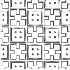 Stylish texture with figures from lines.
Abstract geometric black and white pattern for web page, textures, card, poster, fabric, textile. Monochrome graphic repeating design. 