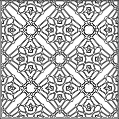 Stylish texture with figures from lines.
Abstract geometric black and white pattern for web page, textures, card, poster, fabric, textile. Monochrome graphic repeating design. 