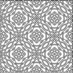 Stylish texture with figures from lines.
Abstract geometric black and white pattern for web page, textures, card, poster, fabric, textile. Monochrome graphic repeating design. 