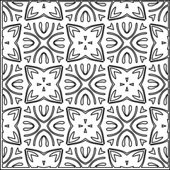 
Stylish texture with figures from lines.
Abstract geometric black and white pattern for web page, textures, card, poster, fabric, textile. Monochrome graphic repeating design. 