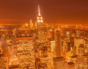 View of New York Manhattan during sunset hours