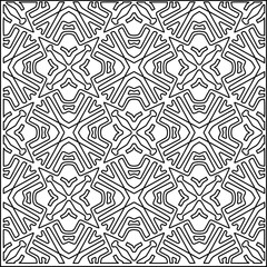 
Stylish texture with figures from lines.
Abstract geometric black and white pattern for web page, textures, card, poster, fabric, textile. Monochrome graphic repeating design. 