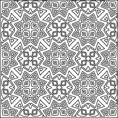 
Stylish texture with figures from lines.
Abstract geometric black and white pattern for web page, textures, card, poster, fabric, textile. Monochrome graphic repeating design. 