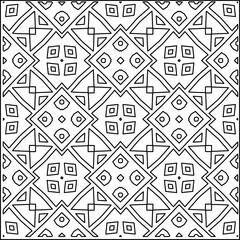 
Stylish texture with figures from lines.
Abstract geometric black and white pattern for web page, textures, card, poster, fabric, textile. Monochrome graphic repeating design. 