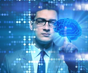 Businessman in artificial intelligence concept