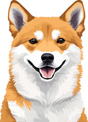 happy shiba inu dog hand drawn digital painting illustration