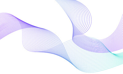 Abstract colorful wave element for design. Digital frequency track equalizer. Stylized line art background.Vector illustration.Wave with lines created using blend tool.Curved wavy line, smooth stripe