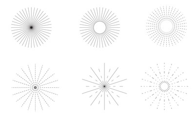 Obraz premium Black sunburst vector set. Set of black vector sunburst. Sun flares vector collection. Sunburst black vector.
