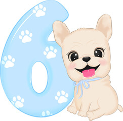 French Bulldog and Number 6