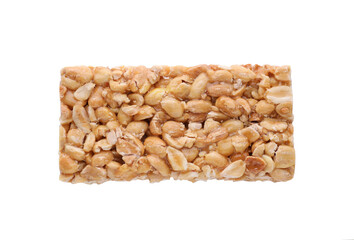Tasty peanut bar (kozinaki) isolated on white, top view