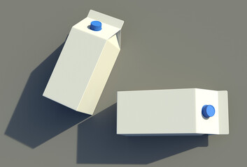 Milk box Pasteurized white,3d render mockup.