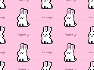 Bunny cartoon character seamless pattern on pink background