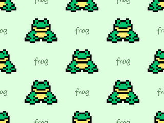 Obraz premium Frog cartoon character seamless pattern on green background
