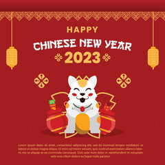 Fototapeta na wymiar vector flat chinese new year social media post template