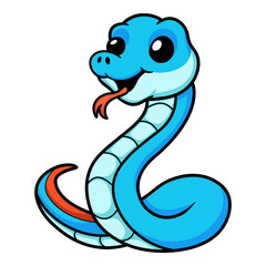 Cute blue snake viper cartoon