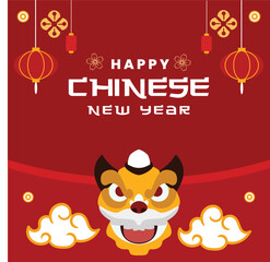 vector flat chinese new year social media post template