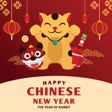 vector flat chinese new year social media post template