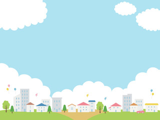 街並みの背景フレーム_ベクターイラスト